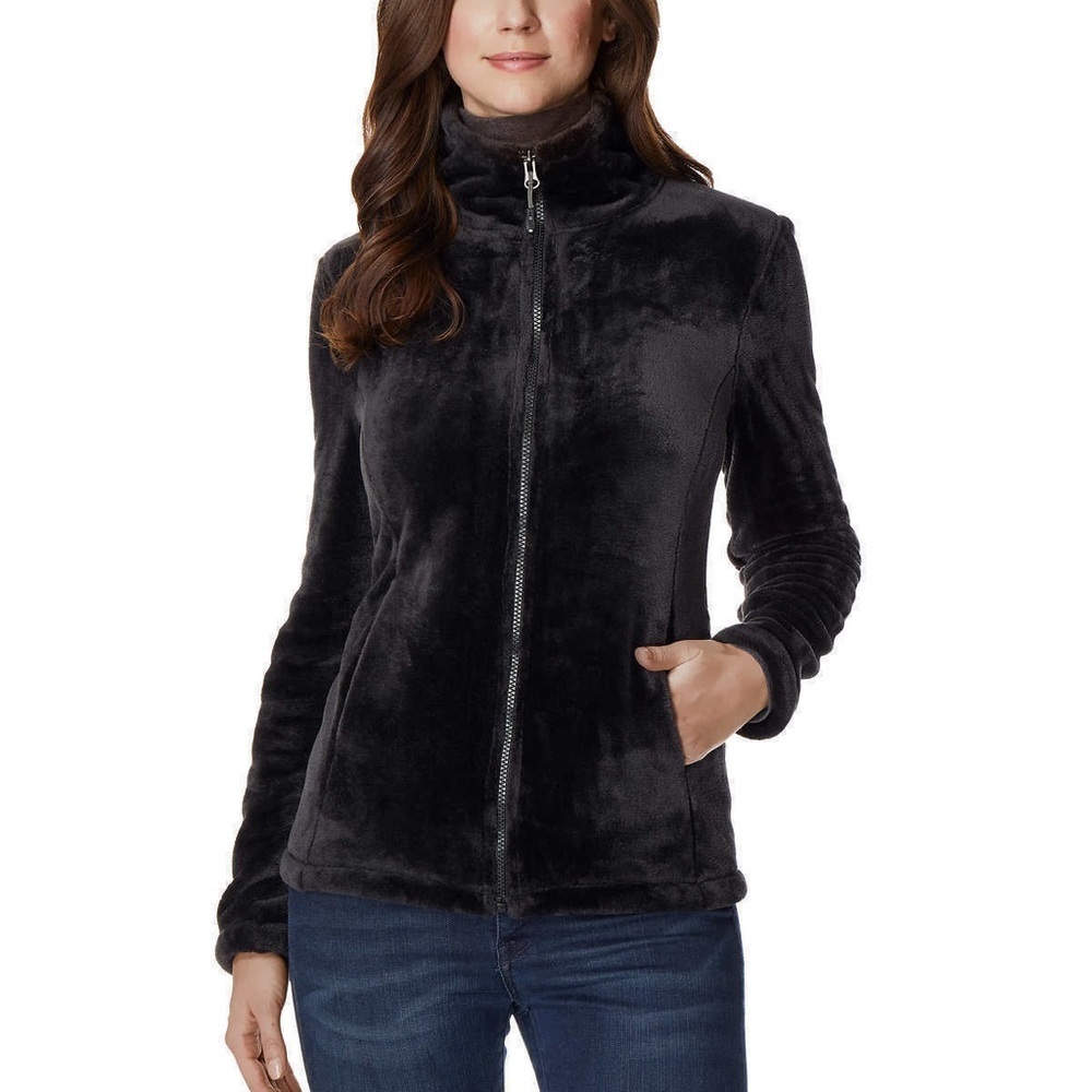 Cozy 32 Degrees Plush Faux Fur Jacket – Medium – Black